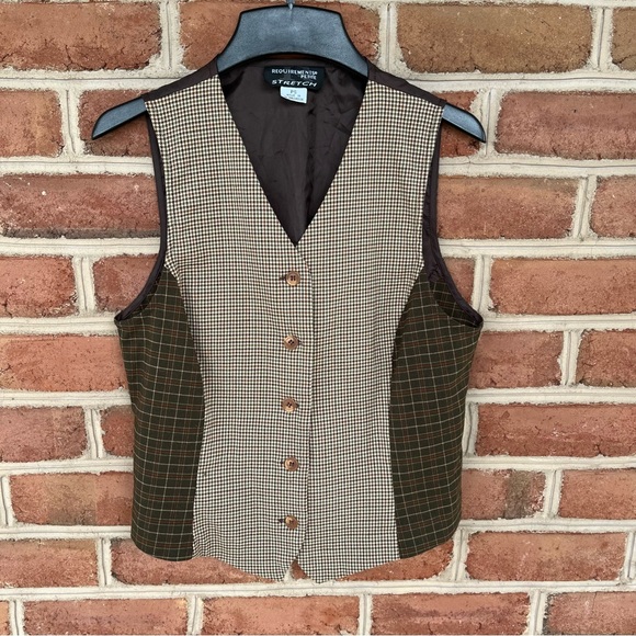 Checkered and plaid vintage button down vest. Petite Small - Picture 1 of 7